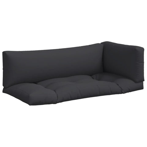 vidaXL Black Fabric Pallet Cushions - Hollow Fiber Filling - Comfortable Seat and Back Cushions - Ideal for Outdoor Living Space