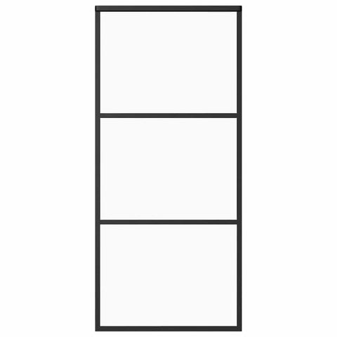 vidaXL Sliding Door with ESG Glass & Aluminum Frame - Transparent and Black - 35.4"x80.7" Size - Soft Stop Feature for Quiet Opening/Closing - Assembly Required
