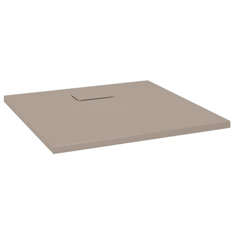 'vidaXL Shower Base Tray - SMC Material - Brown - Modern Low-Profile Design - and Sturdy with Slate Stone Skid-Proof Surface - Size 35.4"x35.4"
