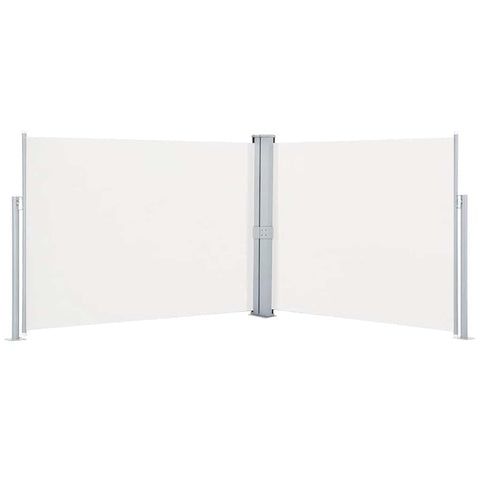 vidaXL Retractable Side Awning, Folding Privacy Screen with Double Side, Outdoor Divider Wall Patio Awning for Deck Porch Garden, Cream 66.9"x393.7"