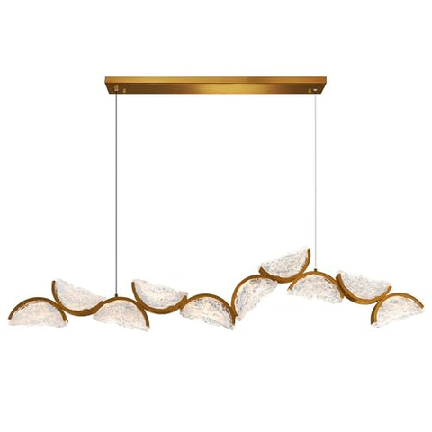 CWI Lighting Moon Integrated LED 70" Brass Modern Chandelier with Handmade Textured Glass for Dining Room Foyer Bedroom Living Room