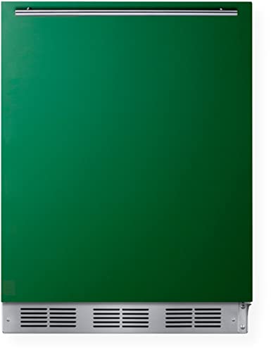 Summit Appliance BAR611WHG 24" Wide All-Refrigerator, Emerald Green Door, Professional Handle, Hidden Evaporator, Automatic Defrost, Adjustable Thermostat, Interior Light