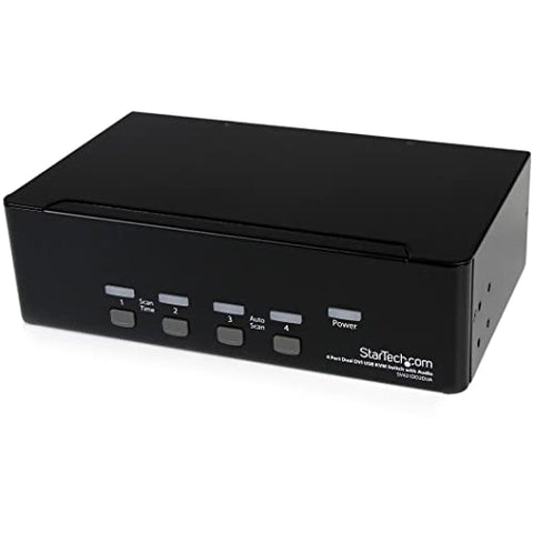 StarTech.com 4-Port Dual KVM Switch with Audio for DVI Computers - Built-in USB Hub, TAA (SV431DD2DUA)