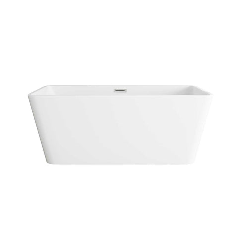 Elegant Kitchen And Bath 59" Bathtub In Glossy White With Brushed Nickel Trim
