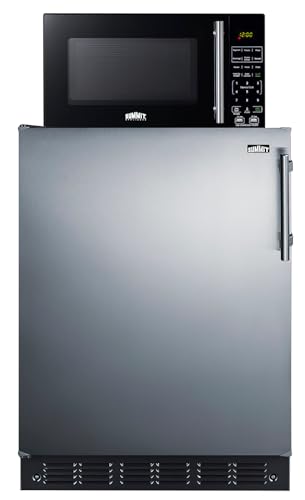 Summit Appliance MRF66BK2SSALHD Microwave/Refrigerator-Freezer Combination with Allocator; Includes CT66BK2SS Refrigerator-freezer, and SM903BSA1 Microwave; 115VAC; Cycle Defrost; One-touch Cooking