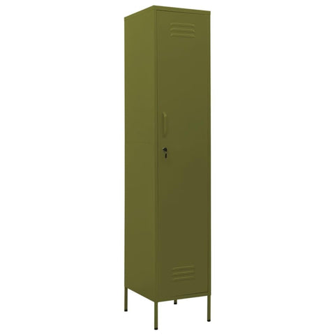 vidaXL Locker Cabinet - Olive Green Steel Cabinet with Adjustable Shelves and Lock, Ideal for Office or Room Storage