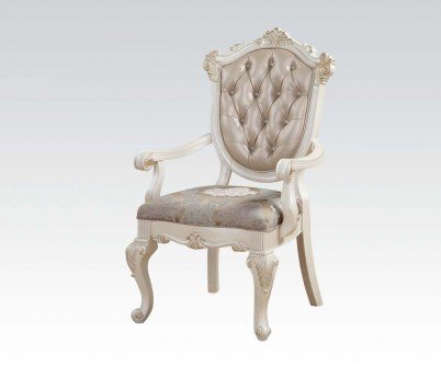 Acme Furniture 63543 Chantelle Arm Chair (Set-2), Rose Gold PU & Pearl White
