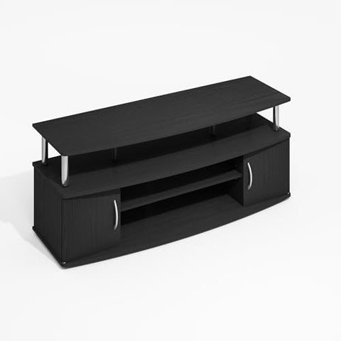 Furinno JAYA Large Entertainment Center Hold up to 55-IN TV Dark Americano Stainless Steel Tubes