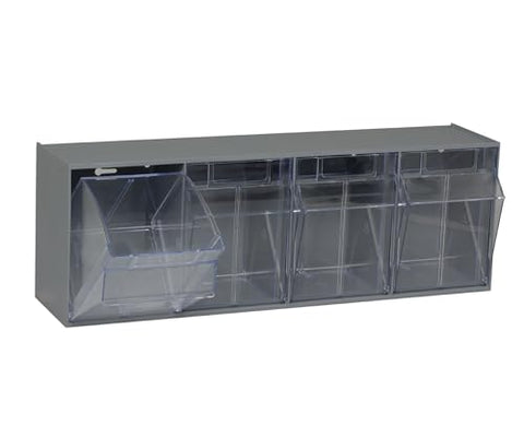 Quantum Storage Systems QTB304GY 4 Drawers Tip Out Cabinet Part Organizer Gray 9" H x 24" W x 7" D