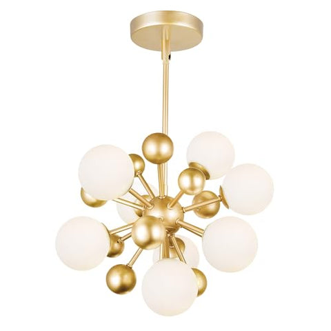 CWI Lighting 16'' Sun Gold Sputnik Chandelier for Bedroom, Kitchen, or Bathroom – 8-Light Modern Ceiling Fixture with G9 LED Bulb Base, BACL Certified, 1-Year Warranty
