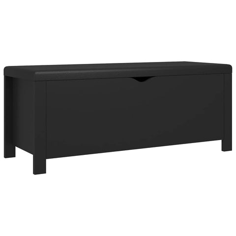 vidaXL Black Storage Box Bench with Cushion - Engineered Wood/Faux Leather, 41.3"x15.7"x17.7" - Ideal for Living Room, Hallway, Bedroom