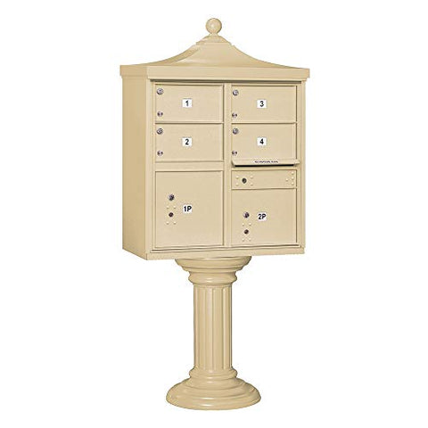 Regency Decorative CBU (Includes Pedestal, CBU Top and Pedestal Cover - Tall) - 4 C Size Doors - Type V - Sandstone - for Use with USPS Access Lock