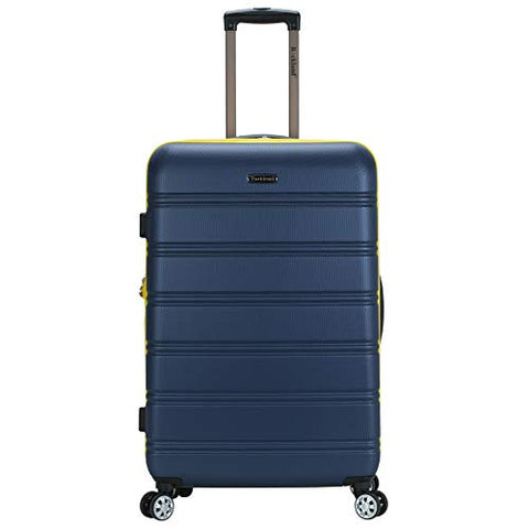 Rockland Melbourne Hardside Expandable Spinner Wheel Luggage, Navy, Checked Large 28"