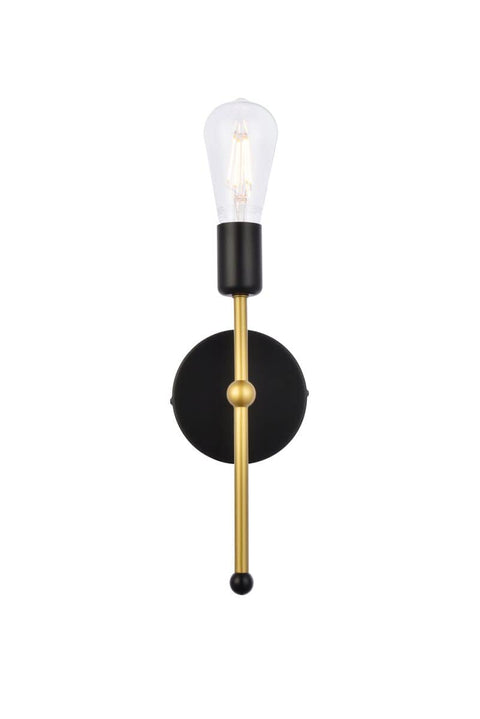 Living District Keely 1-Light Mid-Century Metal Wall Sconce in Black and Brass