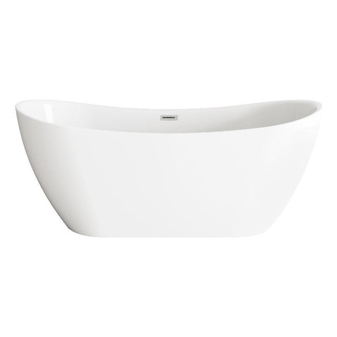 Elegant Kitchen And Bath 67" Bathtub In Glossy White With Brushed Nickel Trim