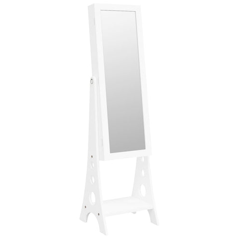 vidaXL Mirror Jewelry Cabinet White Engineered wood Full Length