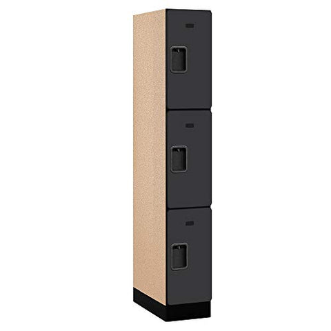 Salsbury Industries 3-Tier Designer Wood Locker with One Wide Storage Unit, 6-Feet High by 21-Inch Deep, Black