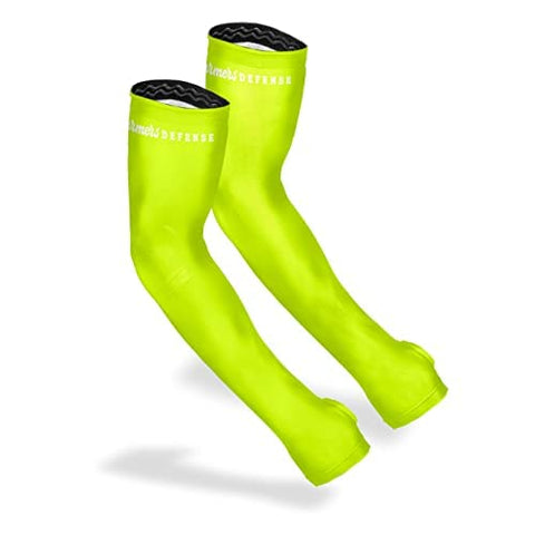 FARMER'S DEFENSE Gardening Arm Sleeves|UV Cooling Protective Sleeve Women & Men|Anti-Scratch Cover Sun UPF Outdoor Protection - Yellow - L/XL
