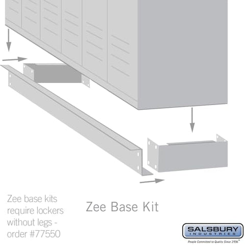 Salsbury Industries Zee Base Kit - 4 Inches High, 6 Foot Length - for 15 Inch Deep Metal Lockers (Includes 6 Foot Front Base, 2 End Bases, Corner Splicer and 4 Rear Legs) - Gray