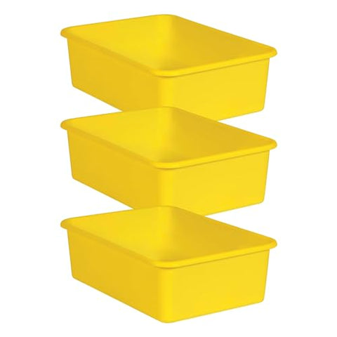Teacher Created Resources TCR20410-3 Plastic Storage Bin, Large, 16.25-Inch x 11.5-Inch x 5-Inch, Yellow, Pack of 3