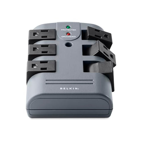 Belkin Power Strip Surge Protector - 6 Rotating AC Multiple Outlets, Flat Pivot Plug - Heavy Duty Wall Outlet Extender for Home, Office, Travel, Computer Desktop & Phone Charging Brick (1,080 Joules)