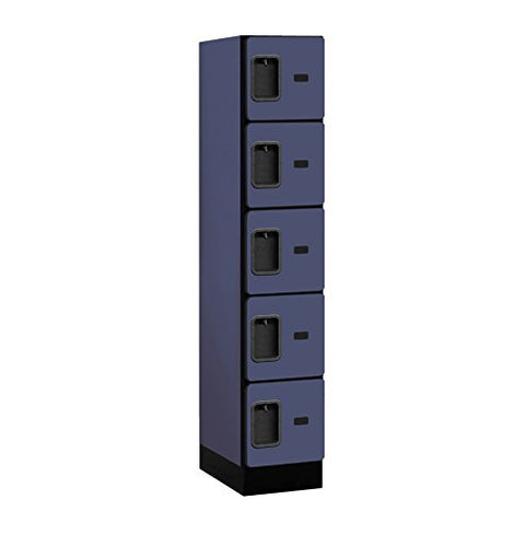 Salsbury Industries Five Tier Box Style Designer Wood Locker, Blue, 5' 1" x 18"