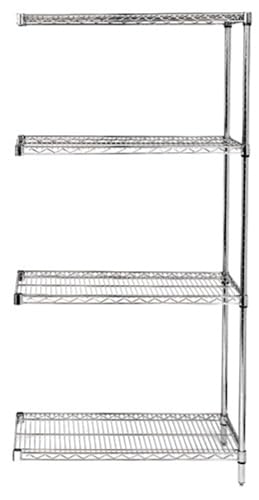 Quantum Storage Systems AD74-3042C Add-On Kit for 74" High 4-Tier Wire Shelving Unit, Chrome Finish, 30" Width x 42" Length x 74" Height