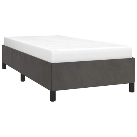 vidaXL Twin Size Bed Frame with Plywood Slats, Platform Bed Frame, Velvet Upholstered Mattress Foundation, No Box Spring Needed & Easy Assembly, Dark Gray, Without Mattress