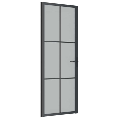 'vidaXL Black Matt and Transparent Tempered Glass Interior Door with Aluminum Frame – 29.9" x 79.3" Includes Assembly Kit
