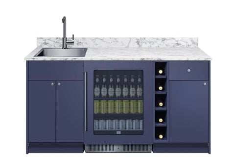 Summit Bar Cabinet with Sink, Beverage Center, and Wine Storage, Wet Bar, All in One Bar with Refrigerator and Sink, ADA Compliant, White- OASISWH33SINKL (Left Side Sink)