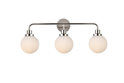 Elegant Lighting Living District Hanson 3 Lights Bath Sconce in Polished Nickel with Frosted Shade