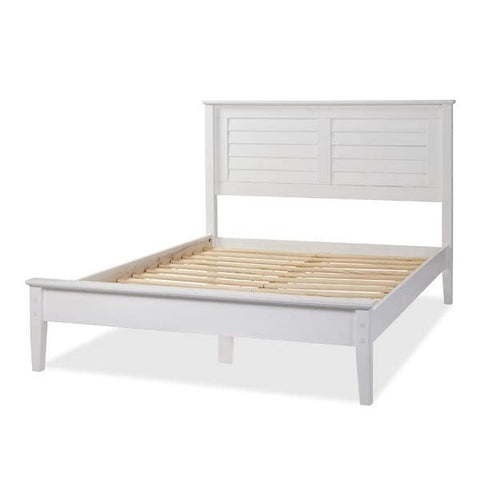 Fast Furnishings Contemporary White Solid Pine Platform Bed in Queen Size