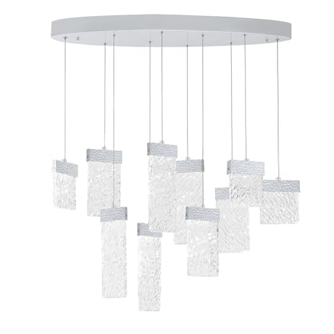 CWI Lighting Carolina 40'' Modern LED Chandelier with Pewter Finish for Dining Room, Living Room, Foyer – Integrated LED, No Bulb Required – BACL Certified with 3-Year Warranty