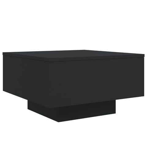 vidaXL Coffee Table with LED Lights, Black, 21.7"x21.7"x12.2", Modern Style, Engineered Wood Material, Lounge or Living Room Table