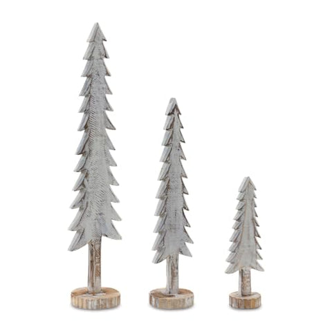 Melrose International Wood Tabletop Pine Tree (Set of 3)