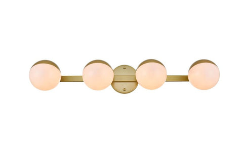 Living District Majesty 4-Light Metal Bath Sconce in Brass/Frosted White