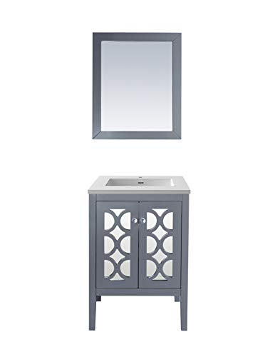 Laviva Mediterraneo - 24 - Grey Cabinet Matte White Viva Stone Solid Surface Countertop