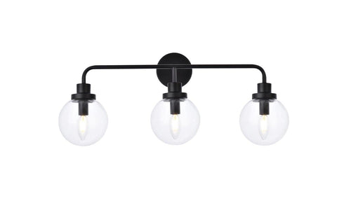 Living District Hanson 3-Light Metal Bath Sconce in Black and Clear