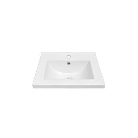 18" Ceramic Square Vanity Sink Top, White