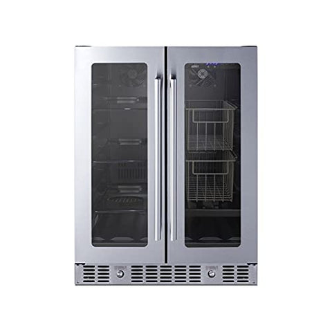 Summit Appliance ALFD24WBVCSSPANTRY 24" Built-In Dual-Zone Refrigerator, ADA Compliant, Height Adjustable, 4.6 cu.ft Capacity, Digital Thermostats, Adjustable Wire Baskets, Factory Installed Locks