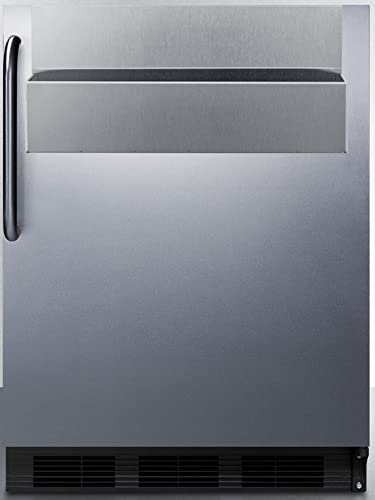 Summit Appliance FF7BKBISSTBADASR ADA Compliant Built-in Undercounter All-Refrigerator with Black Cabinet, Stainless Steel Door, Removable Speed Rail, Towel Bar Handle and Auto Defrost