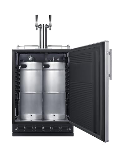 Summit Appliance 24" Wide Wine Kegerator/Refrigerator Combo, Black Interior, Caster Wheels, Residential/Commercial Use (RHD, Wine)