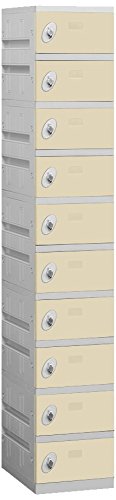 Salsbury Industries 90168TN-U Unassembled Ten Tier 12.75-Inch Wide 738.25-Inch High 18-Inch Deep Plastic Locker, Tan Brown