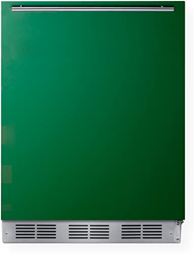 Summit Appliance BRF631BKG 24" Wide Refrigerator-Freezer, Emerald Green door, 5.1 cu.ft Capacity, Cycle Defrost, Professional Handle, Interior Light, Adjustable Thermostat
