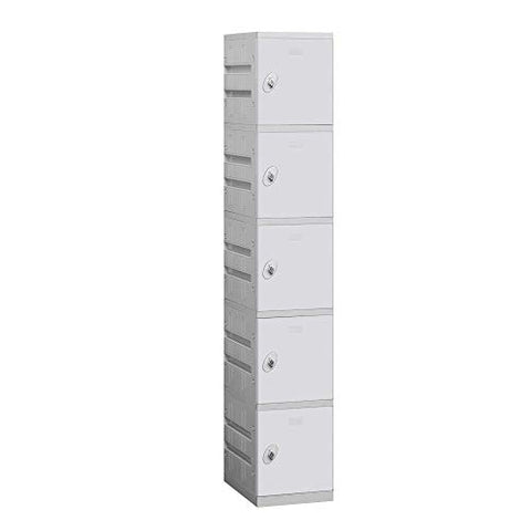 Salsbury Industries 95168GY-U Unassembled Five Tier 12.75-Inch Wide 738.25-Inch High 18-Inch Deep Plastic Locker, Gray