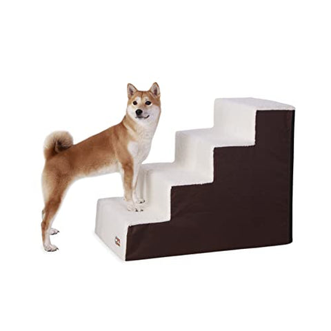 K&H Pet Products Portable Lightweight Dog Stairs - Dog Steps for High Beds Chocolate/Fleece 4 Step
