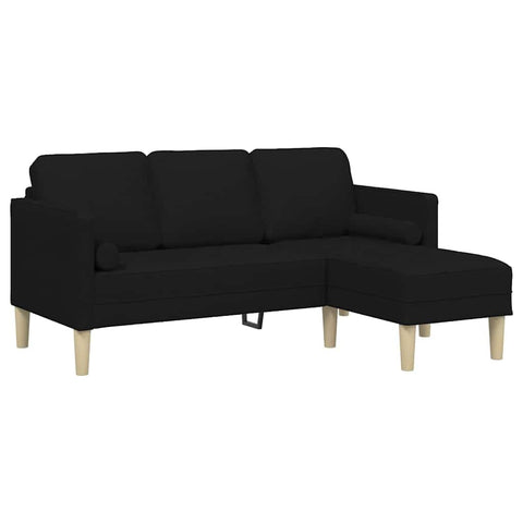 vidaXL Sofa Set with Cushion Black Polyester, Chic Modular Sofa Set, Comfy Cushions, Modern Rectangle Style, Great for Any Indoor Hangout