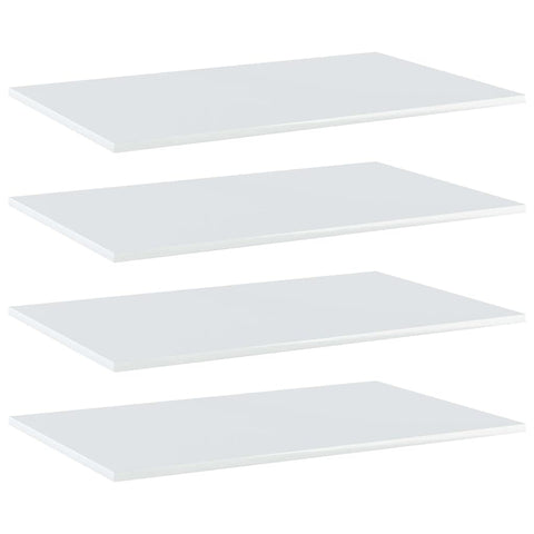 vidaXL High Gloss White Bookshelf Boards, Engineered Wood, 31.5"x19.7"x0.6", Set of 4, Modern, Heavy Duty, Easy to Clean