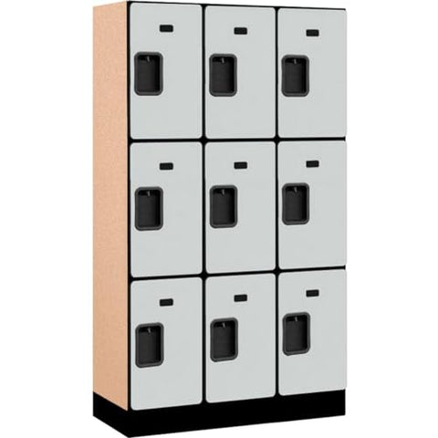 Salsbury Industries Triple Tier Designer Wood Locker, Gray, 5' 3" x 15"
