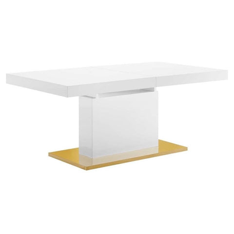 Modway EEI-4660-WHI-GLD Vector Expandable Dining Table, White Gold